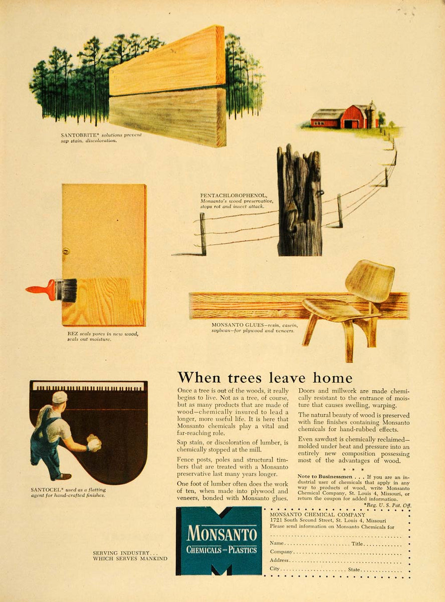 1949 Ad Monsanto Chemical Co. Wood Preservatives Glue - ORIGINAL ADVER ...