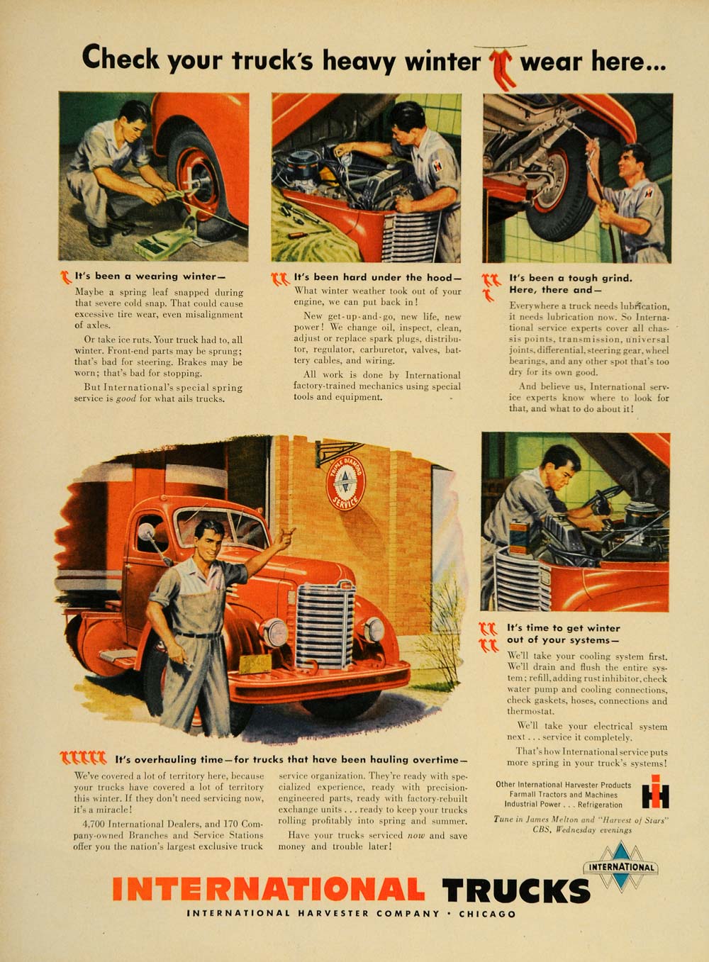 1949 Ad International Truck Mechanic IH Service Chicago - ORIGINAL TM1