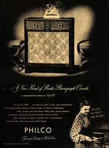 1947 Ad Philco Radio Phonograph Console 1260 LP Record - ORIGINAL TM1
