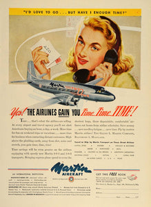1947 Ad Martin 2-0-2 Two-O-Two Airliner Airplane Plane - ORIGINAL TM1