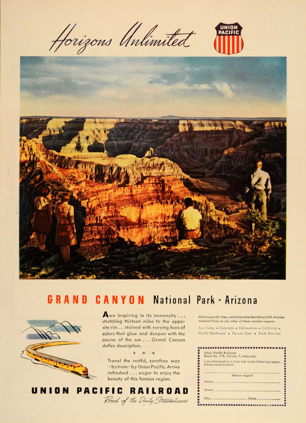 1948 Ad Union Pacific Railroad Grand Canyon Park Rim AZ - ORIGINAL TM1