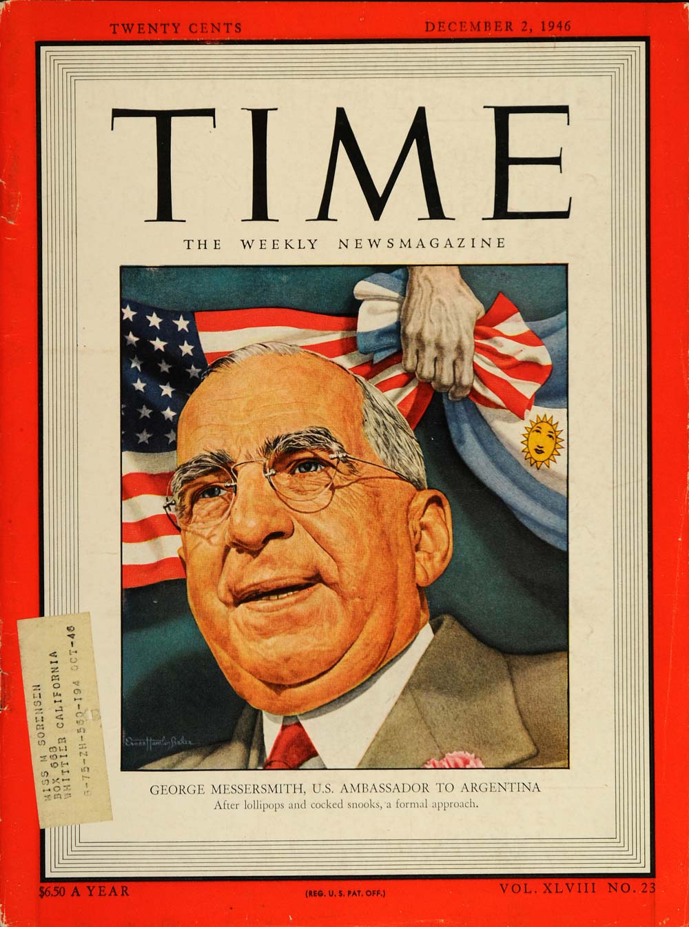 1946 Cover TIME George Messersmith Ernest Hamlin Baker - ORIGINAL TM1