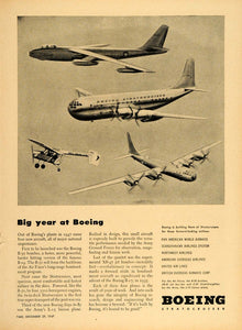 1947 Ad Boeing B-50 Bomber L-15 Stratocruiser XB-47 Jet - ORIGINAL TM1