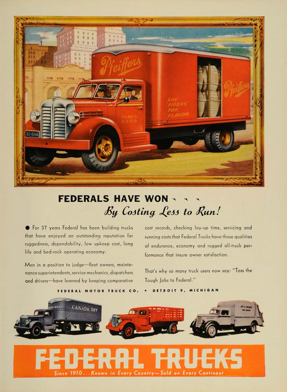1947 Ad Federal Trucks Delivery Semi Dump Panel Detroit - ORIGINAL TM1