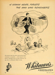1949 Ad Whitman's Chocolates Sampler Cartoon Roland Coe - ORIGINAL TM1