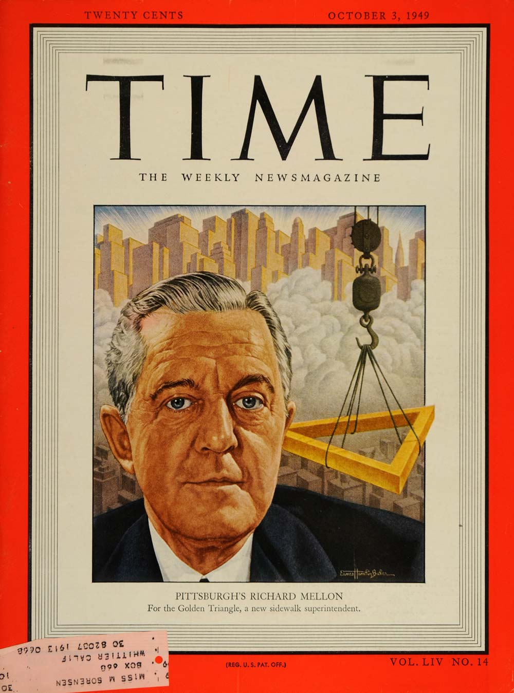 1949 TIME Cover Richard King Mellon Ernest Hamlin Baker - ORIGINAL TM1