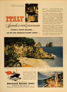 1949 Ad American Export Lines Cruises Italy Capri Genoa - ORIGINAL TM1