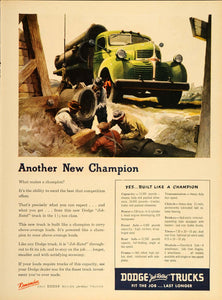 1947 Ad Green Dodge Truck Pipe Laying Worker Fred Cole - ORIGINAL TM1