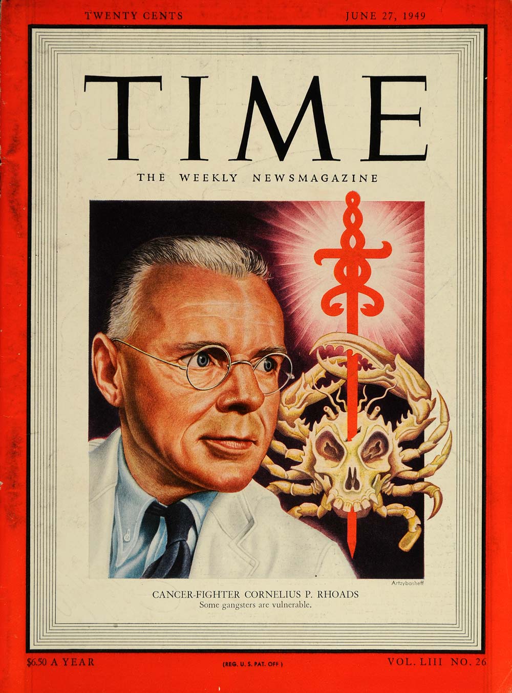 1949 Cover TIME Cornelius P. Rhoads Cancer Artzybasheff - ORIGINAL TM1