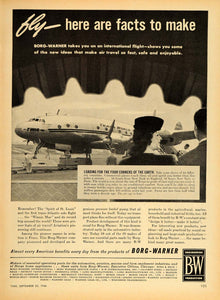 1946 Ad Borg Warner Parts Pesco Commercial Airplane TWA Transportation TM1