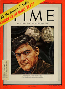 1947 TIME Cover Senator Joseph H. Ball Minnesota Baker - ORIGINAL TM1