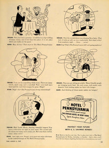 1947 Ad Hotel Pennsylvania Statler NYC Cartoon Swami - ORIGINAL ADVERTISING TM1