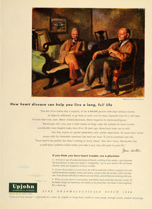 1946 Ad Upjohn Doctor Heart Disease Guy Pene DuBois - ORIGINAL ADVERTISING TM1