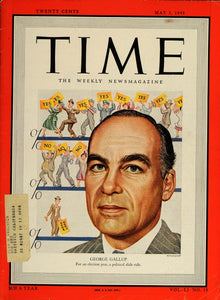 1948 Cover TIME George Gallup Polls Boris Artzybasheff - ORIGINAL TM1