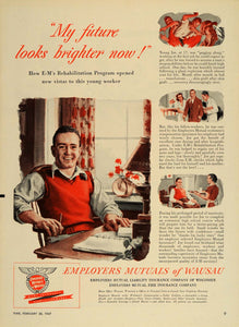 1949 Ad Employers Mutuals of Wausau Insurance Company - ORIGINAL ADVERTISING TM1