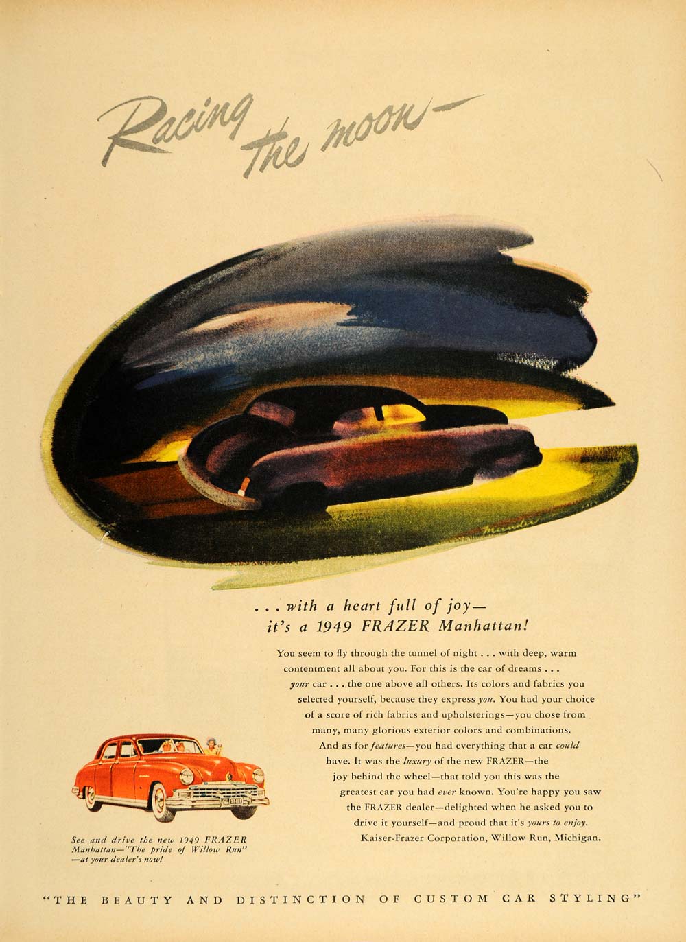 1948 Ad 1949 Kaiser Frazer Manhattan Automobile Car - ORIGINAL ADVERTISING TM1