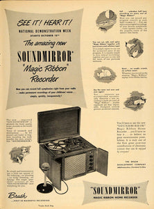 1948 Ad Brush Soundmirror Reel Tape Recorder Microphone - ORIGINAL TM1