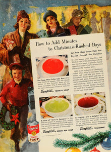 1946 Ad Campbell's Tomato Soup Christmas Shoppers Snow - ORIGINAL TM1