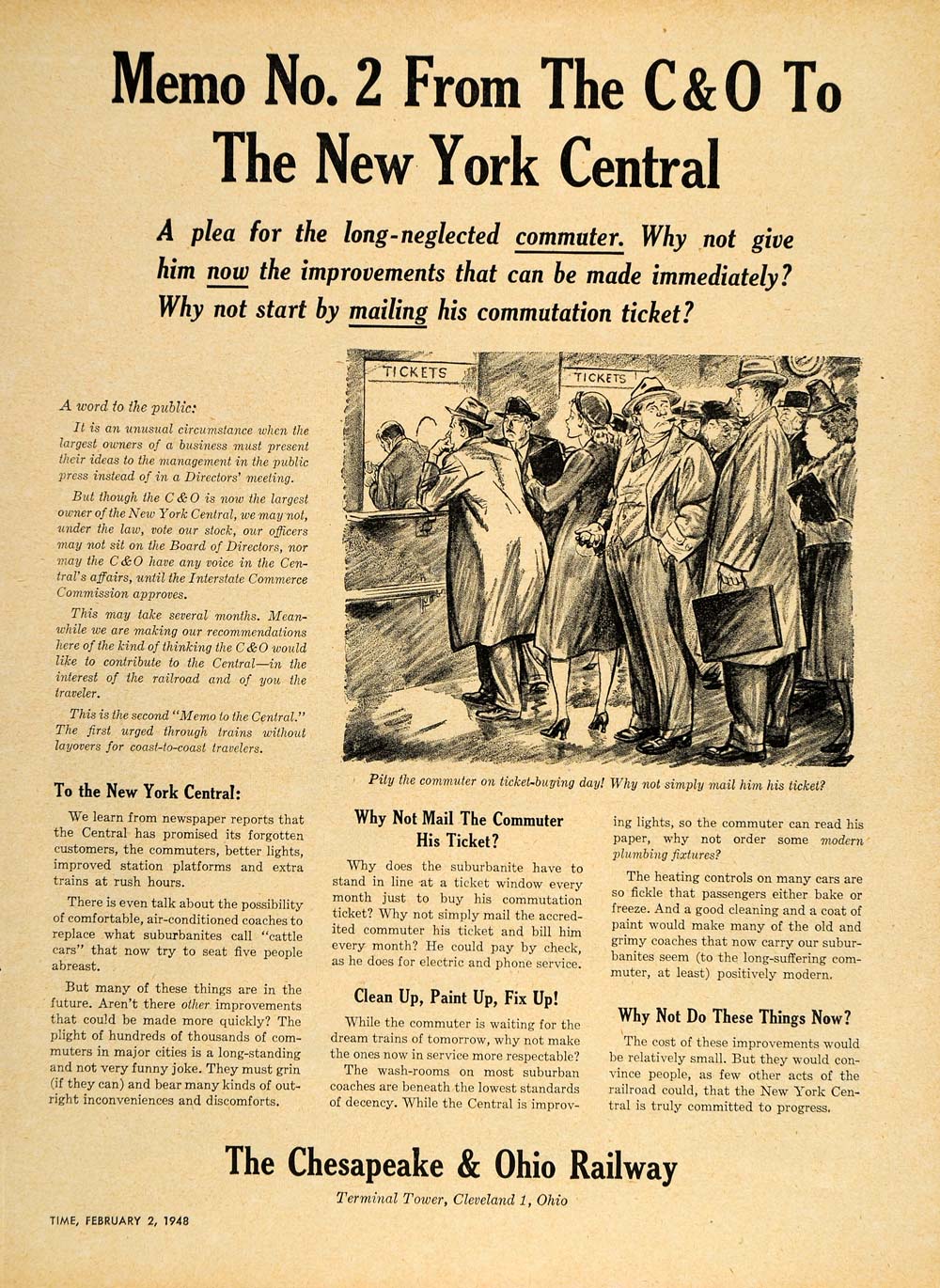 1948 Ad Chesapeake & Ohio Railway Commuters Chessie - ORIGINAL ADVERTISING TM1