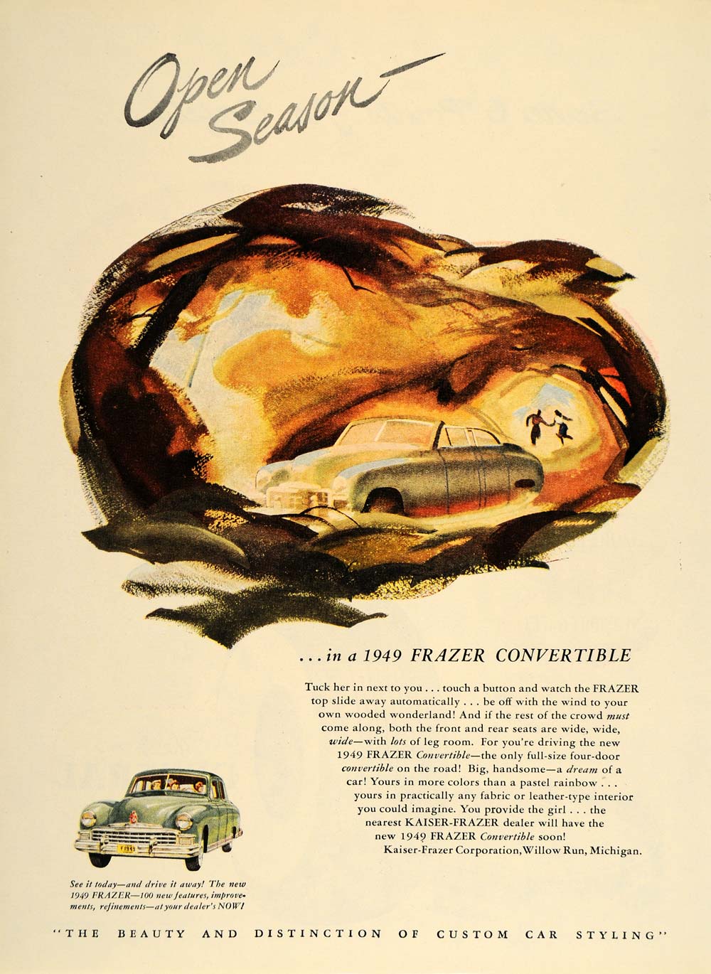 1948 Ad 1949 Kaiser Frazer Convertible Four Door Car - ORIGINAL ADVERTISING TM1