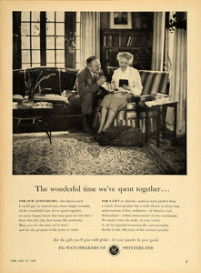 1948 Ad Watchmakers of Switzerland Anniversary Couple - ORIGINAL ADVERTISING TM1