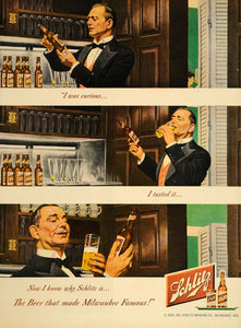1949 Ad Schlitz Beer Glasses Brewing Milwaukee Bottle - ORIGINAL ADVERTISING TM1