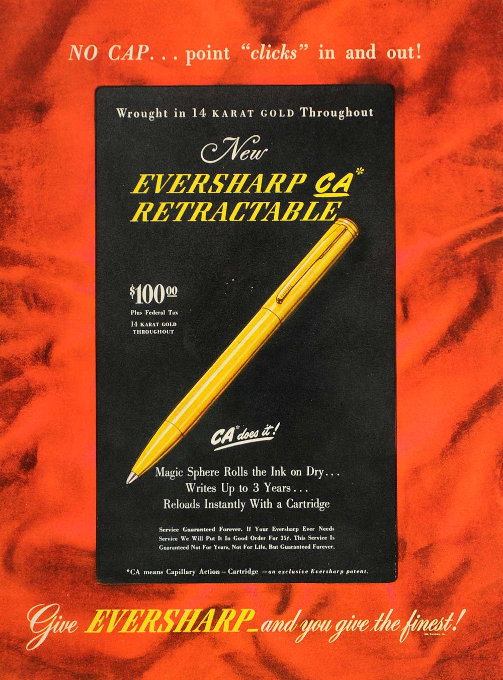 1946 Ad Eversharp Cartridge Retractable Ball Point Pen - ORIGINAL TM1