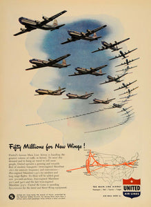 1946 Ad United Air Lines Main Line Airway Plane Route - ORIGINAL ADVERTISING TM1