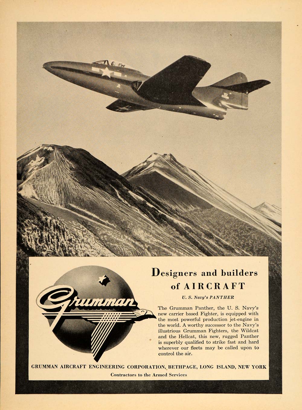 1949 Ad Grumman Panther Navy Fighter Airplane Plane - ORIGINAL ADVERTISING TM1