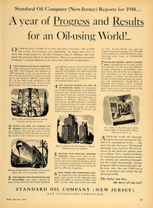 1949 Ad Standard Oil New Jersey Refinery Supertanker - ORIGINAL ADVERTISING TM1