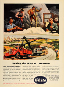 1946 Ad White Trucks Shovel Surveyors Road Construction - ORIGINAL TM1