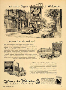 1949 Ad Britain Happy Return Inn Signs Castle Arms - ORIGINAL ADVERTISING TM1