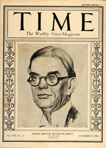1926 TIME Cover George Brinton McClellan Harvey Oct. 25 - ORIGINAL TM2