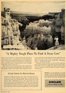 1955 Ad Sinclair Motor Oil Bryce Canyon National Park - ORIGINAL ADVERTISING TM3