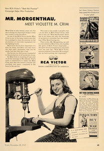 1942 Ad RCA Victor Radio Morganthau Violette Crim WWII - ORIGINAL TM3