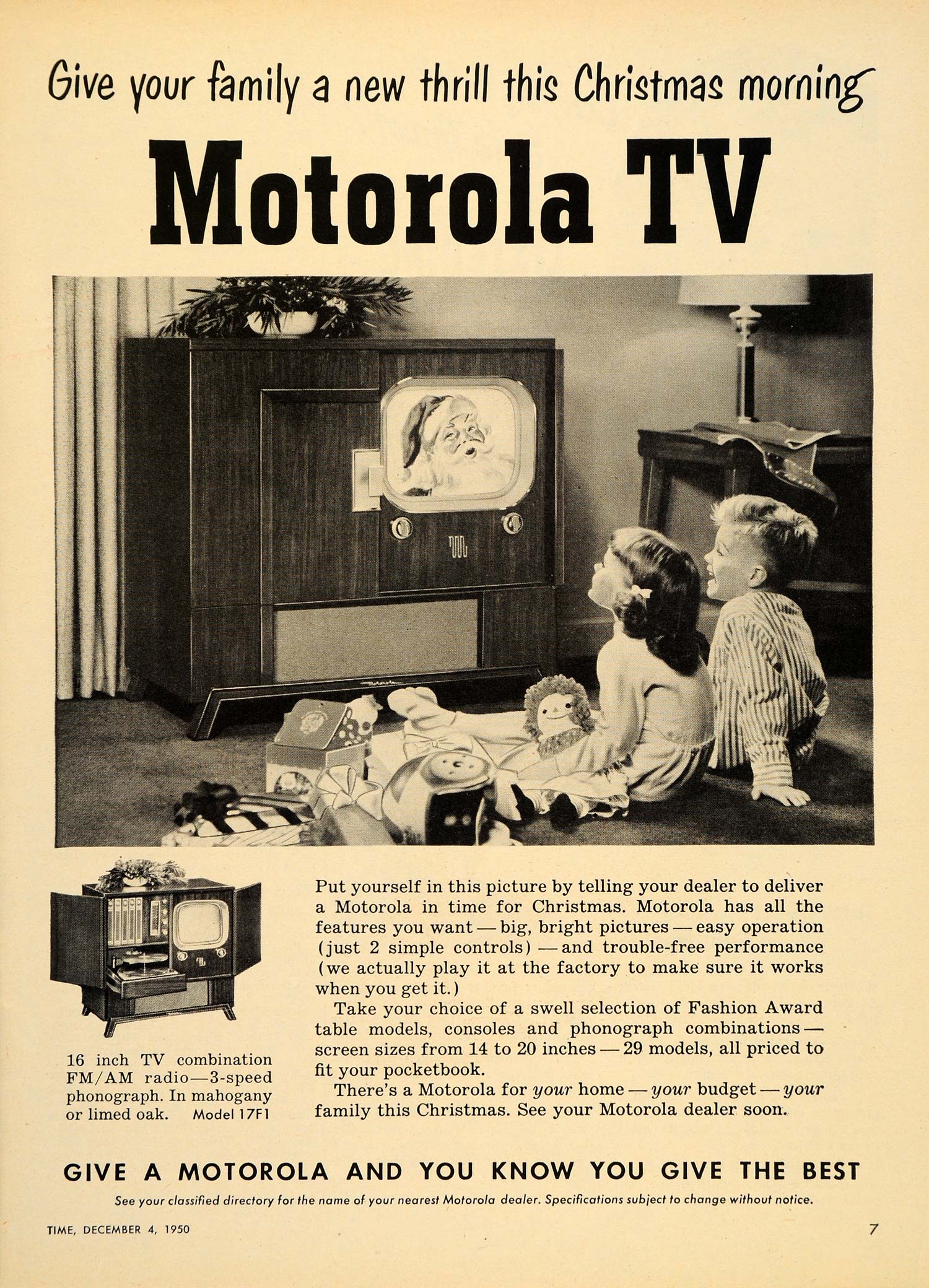 1950 Ad Motorola Television Radio Phonograph - ORIGINAL ADVERTISING TM3