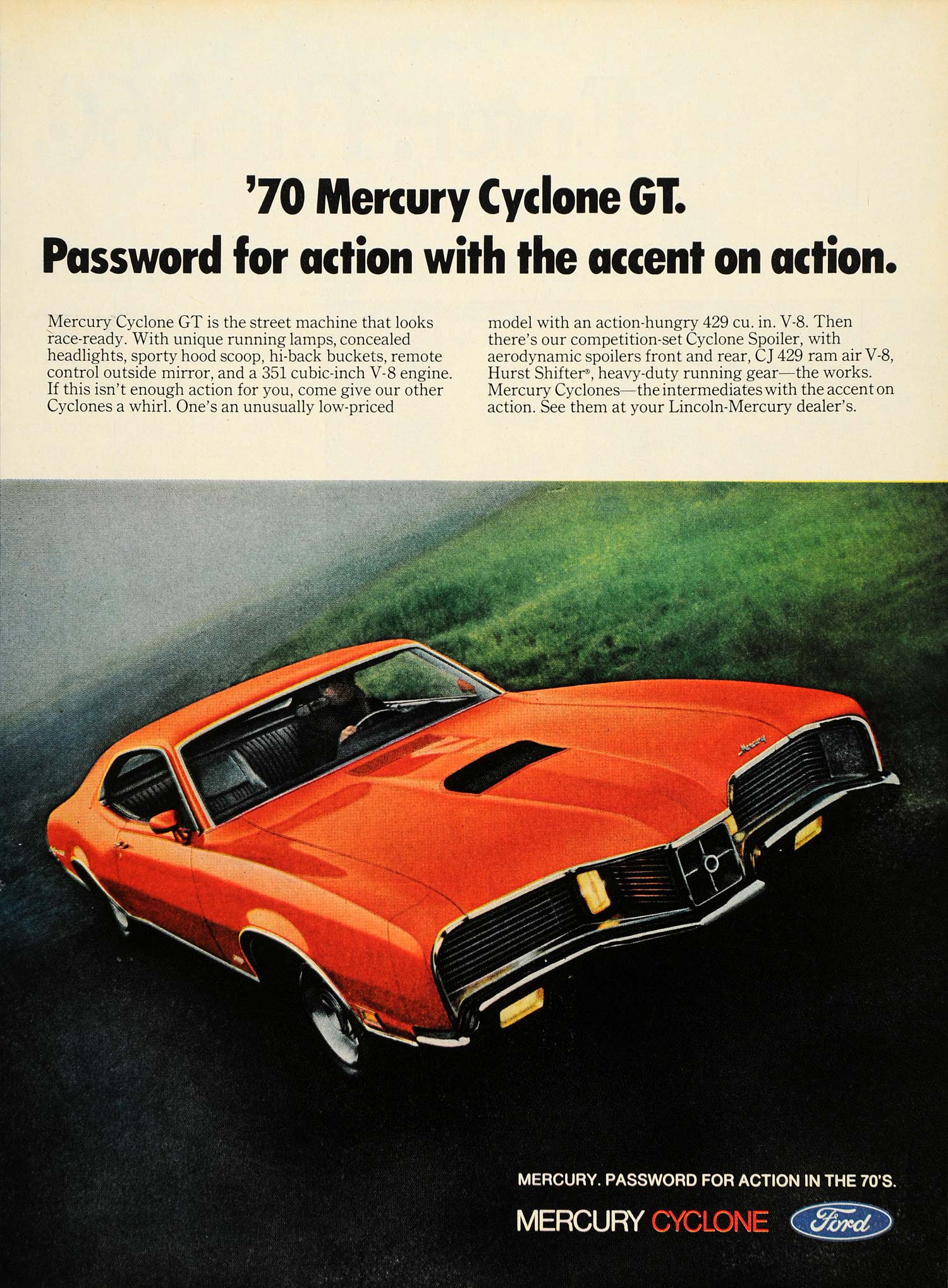 1969 Ad '70 Mercury Cyclone GT CJ 429 V8 Muscle Car - ORIGINAL ADVERTISING TM3