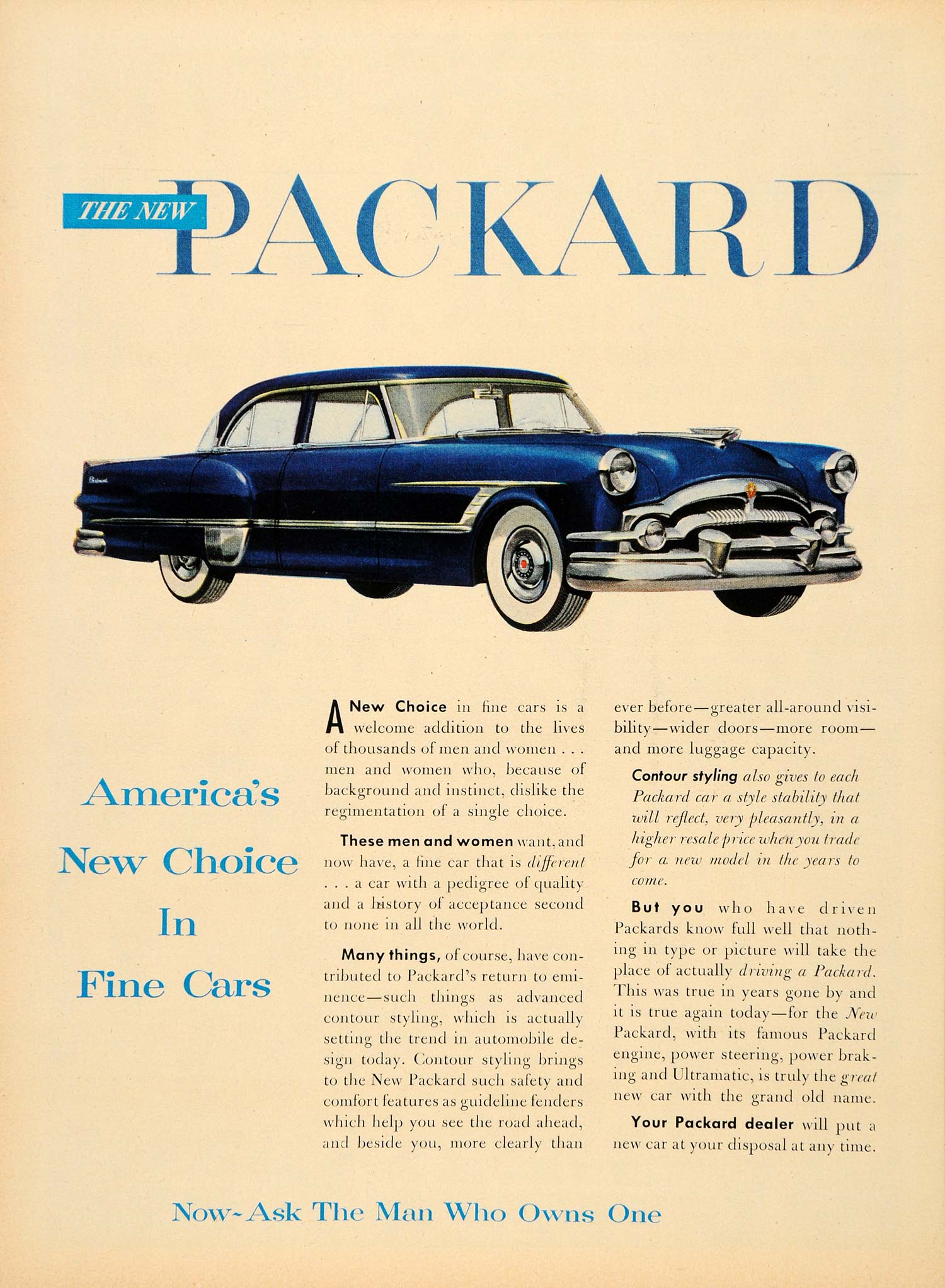 1953 Ad Packard Automobiles Contour Styling Antique - ORIGINAL ADVERTISING TM3