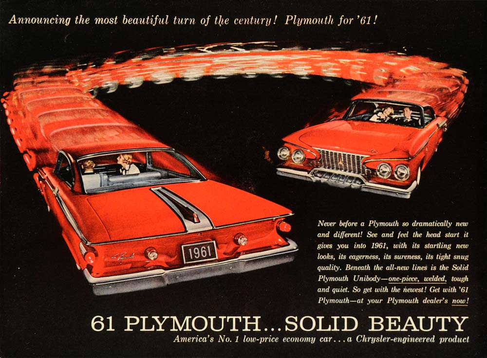 1957 Ad '61 Plymouth Unibody Chrysler Automobile - ORIGINAL ADVERTISING TM3