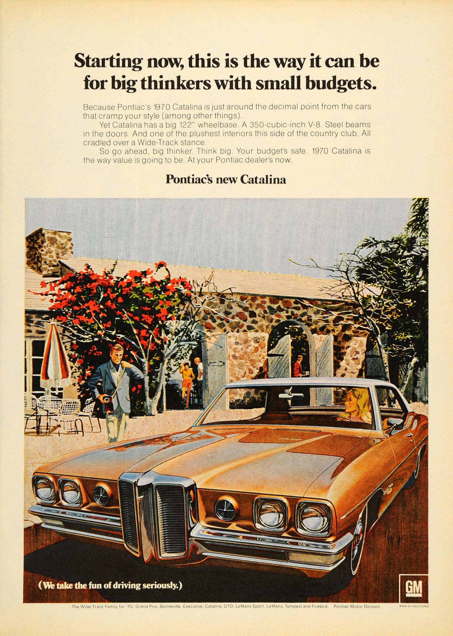 1966 Ad '70 Pontiac Catalina V8 Wide Track Bonneville - ORIGINAL ADVERTISING TM3