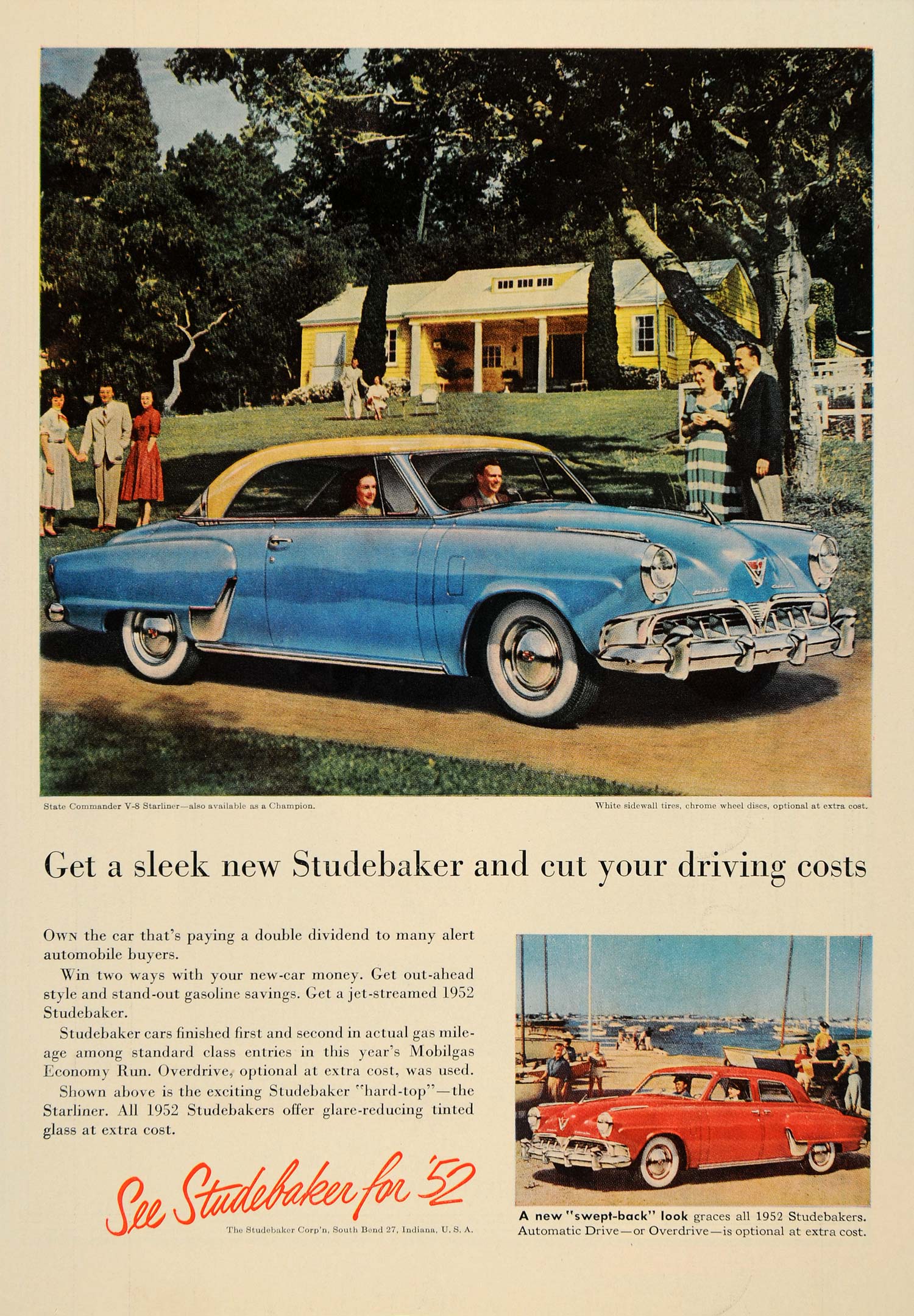 1952 Ad Studebaker State Commander V8 Starliner Cars - ORIGINAL ADVERTISING TM3