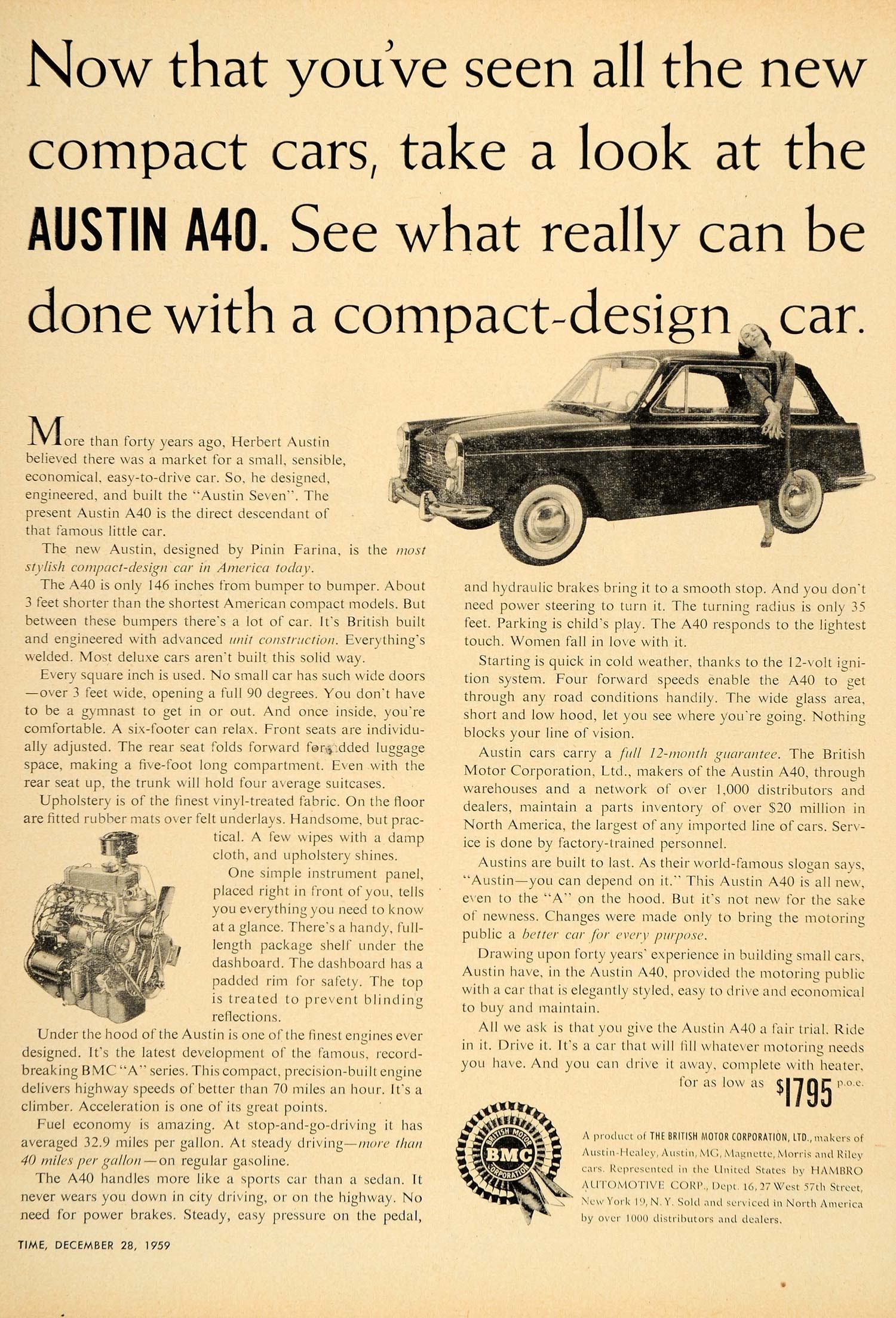 1959 Ad Herbert Austin A40 Seven Vintage Pricing - ORIGINAL ADVERTISING TM3