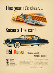 1950 Ad '51 Kaiser DeLuxe 4-Door Sedan Darrin Anatomic - ORIGINAL TM3