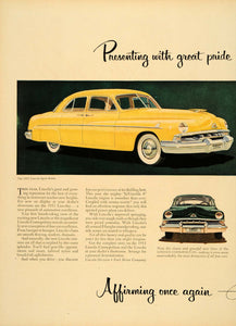1950 Ad Lincoln Cosmopolitan Sport Hydra-matic Sedan - ORIGINAL ADVERTISING TM3