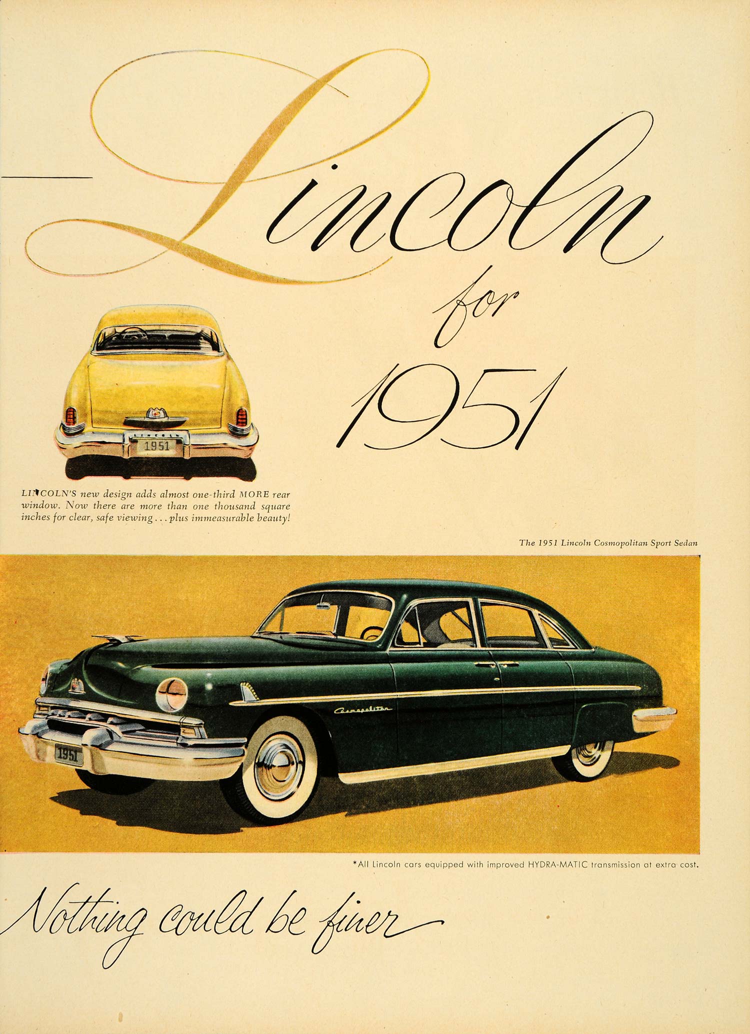 1950 Ad Lincoln Cosmopolitan Sport Hydra-matic Sedan - ORIGINAL ADVERTISING TM3