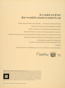 1971 Ad 1972 Cadillac Dinner Party Garden Automobile - ORIGINAL ADVERTISING TM3