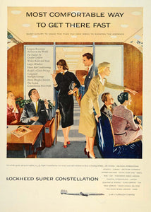 1955 Ad Super Constellation Lockheed Stewardess Lounge - ORIGINAL TM3