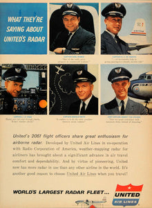 1957 Ad Airborne Radar United Airlines Captain Officer - ORIGINAL TM3