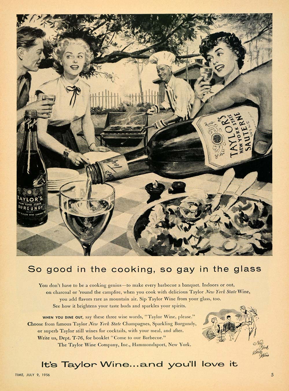 1956 Ad Taylor Wine Hammondsport Champagne Burgundy - ORIGINAL ADVERTISING TM3