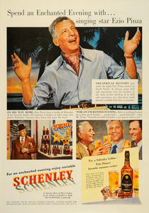 1950 Ad Schenley Straight Bourbon Whiskey Ezio Pinza - ORIGINAL ADVERTISING TM3